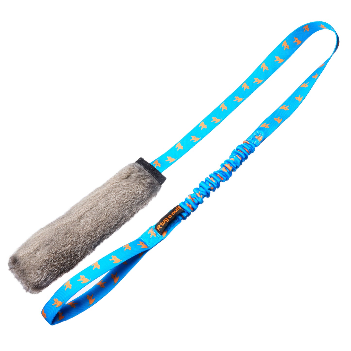 Jouet de chasse à l'élastique couinant en fourrure de lapin | Tug-E-Nuff