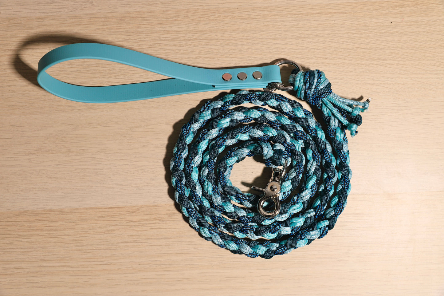 Laisse tressée vert bleu canard