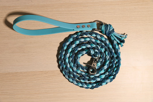 Laisse tressée vert bleu canard