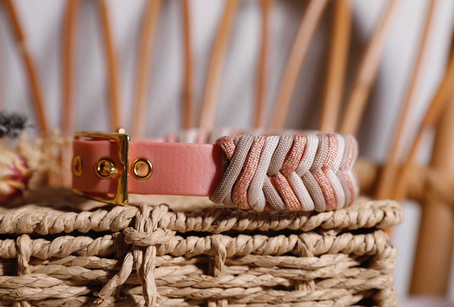 Collier biothane-paracorde Rose