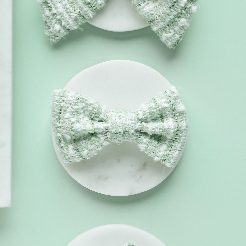 Nœud papillon en tweed texturé matcha