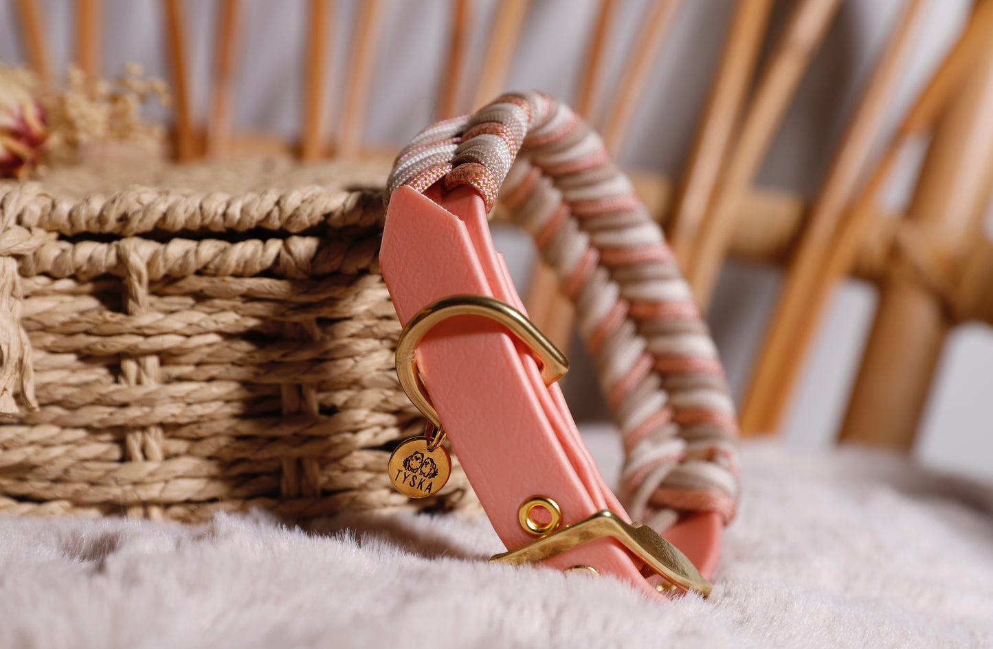 Collier biothane-paracorde Rose