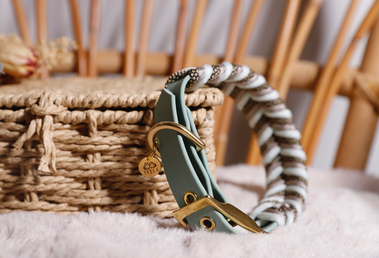 Collier biothane-paracorde Vert