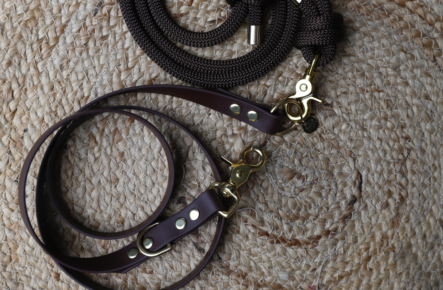 Laisse multiposition 3 points marron foncé