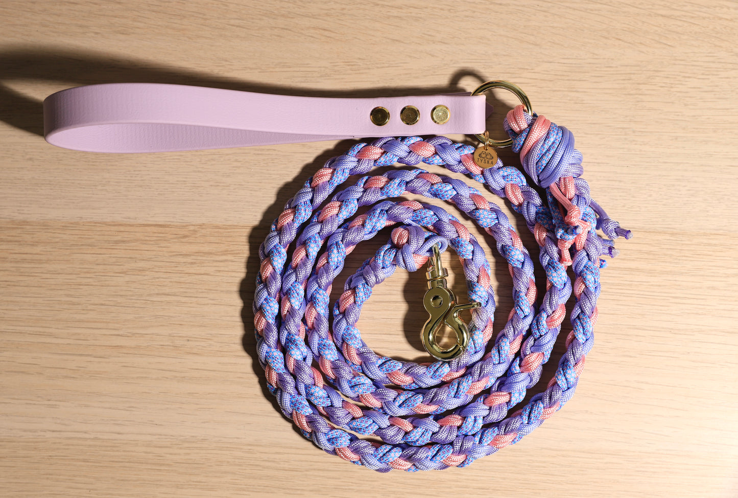 Laisse tressée violet-rose