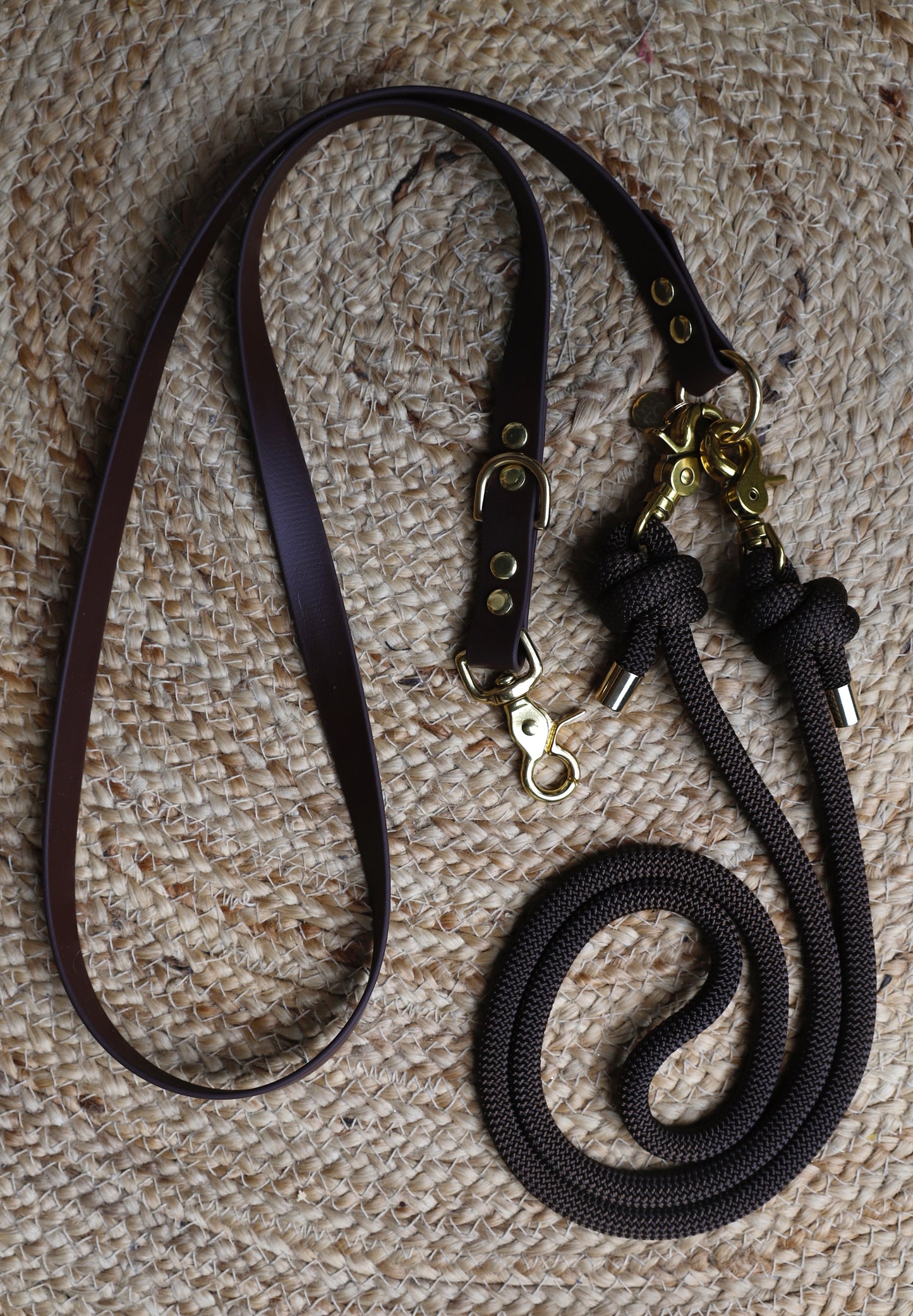 Laisse multiposition 3 points marron foncé