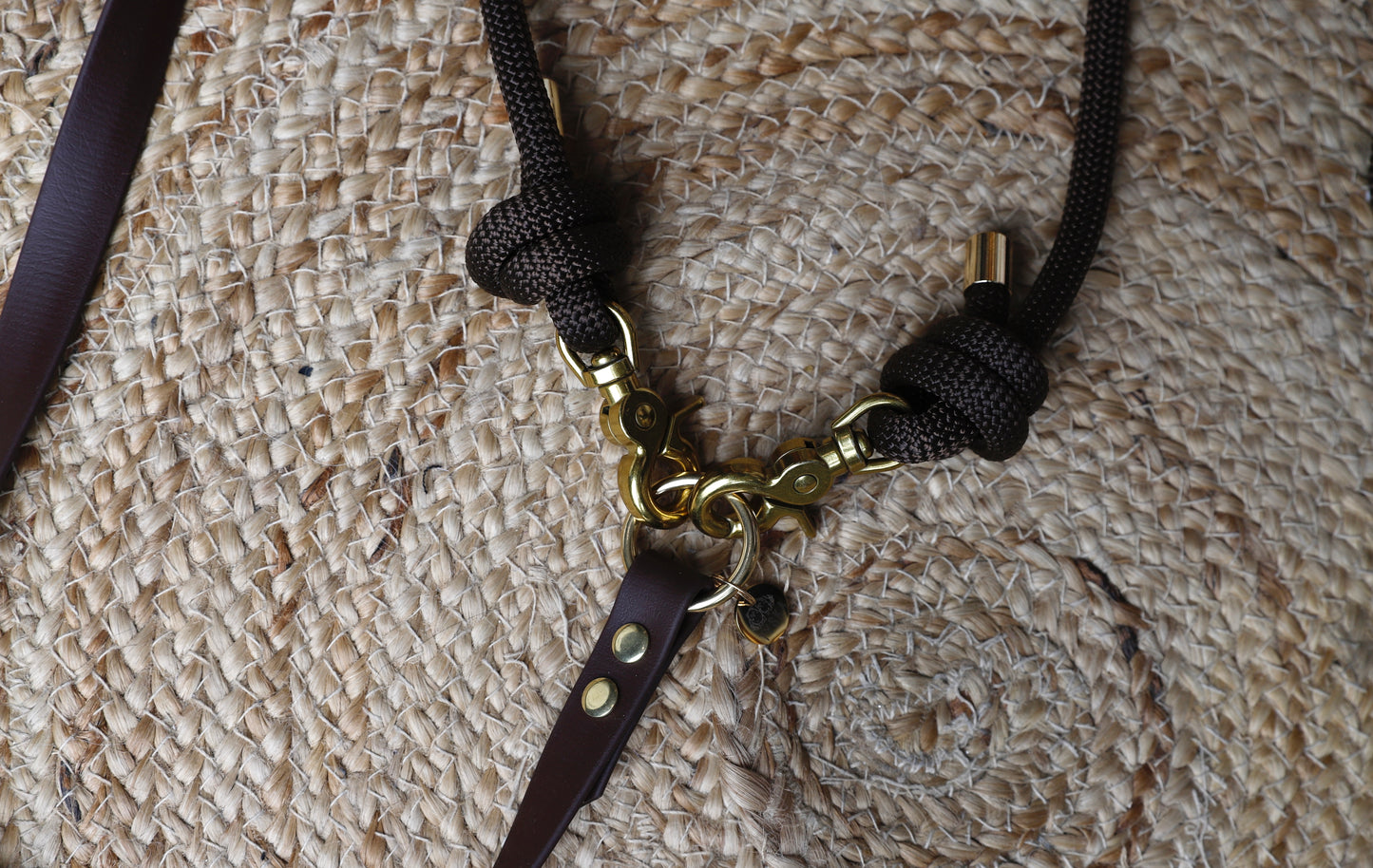 Laisse multiposition 3 points marron foncé