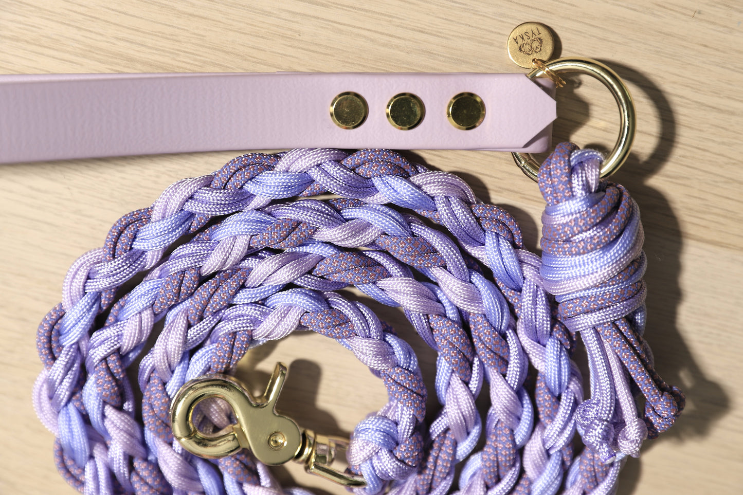 Laisse tressée full violet