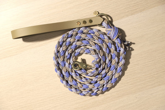 Laisse tressée violet-beige