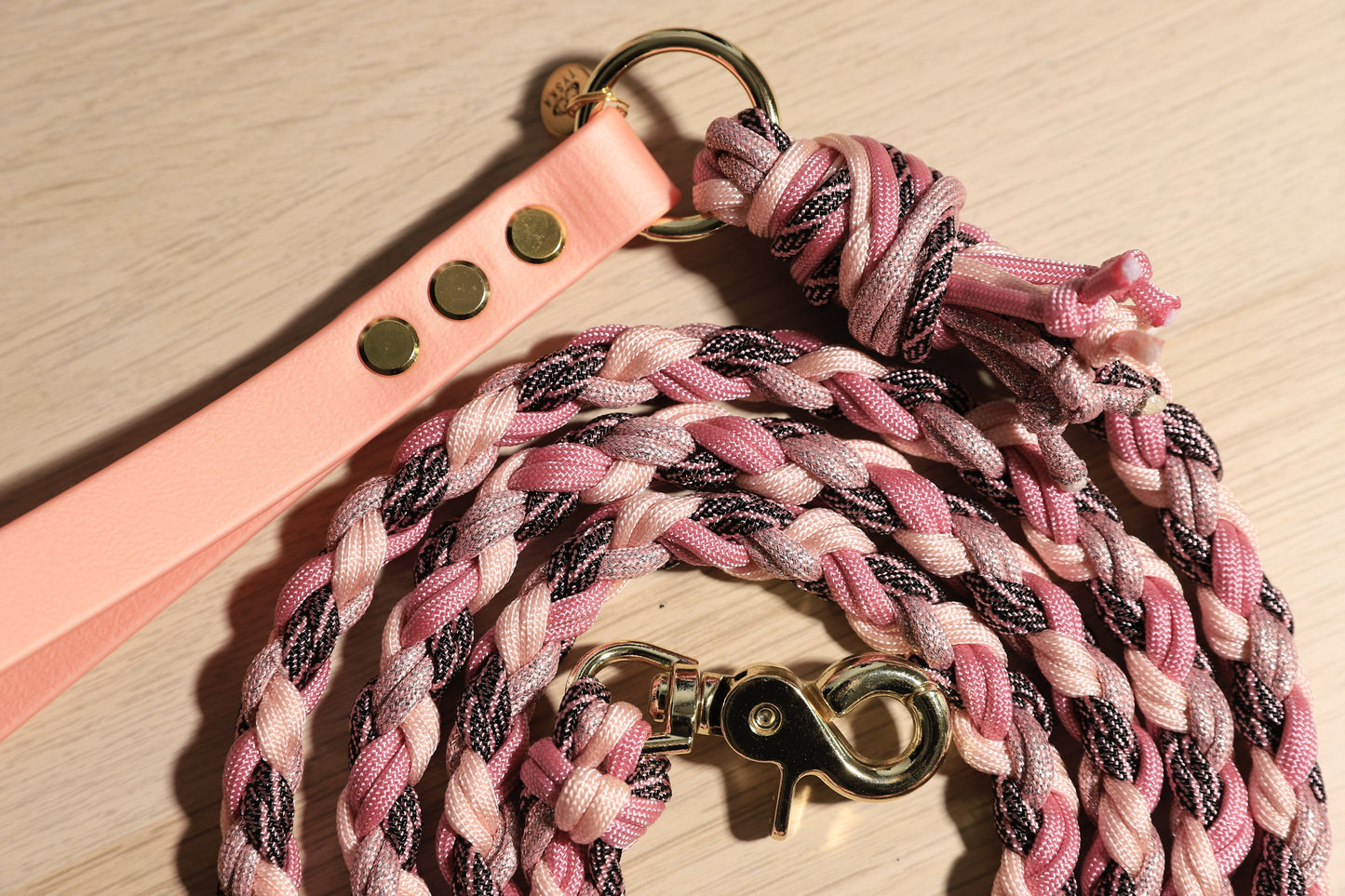 Laisse tressée full-rose