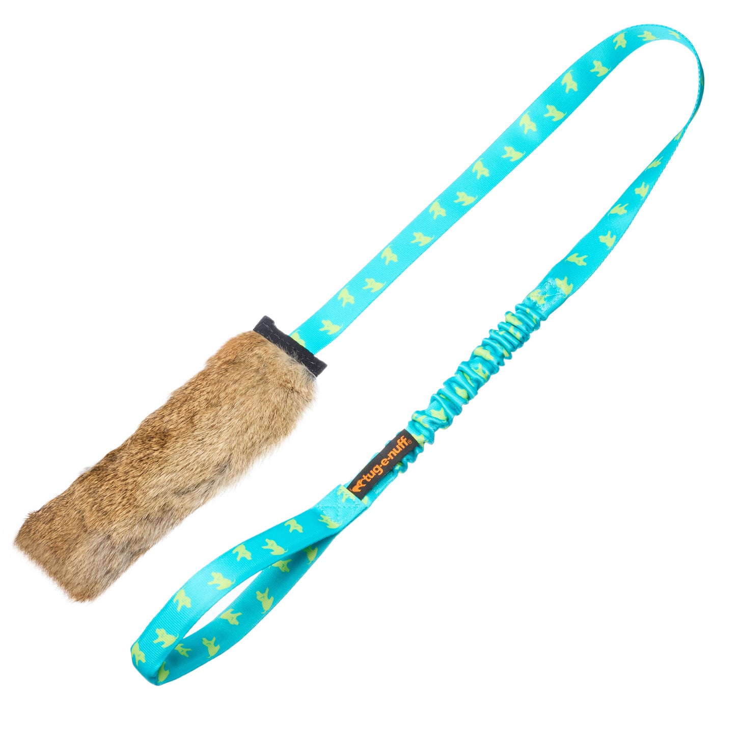 Jouet de chasse à l'élastique couinant en fourrure de lapin | Tug-E-Nuff