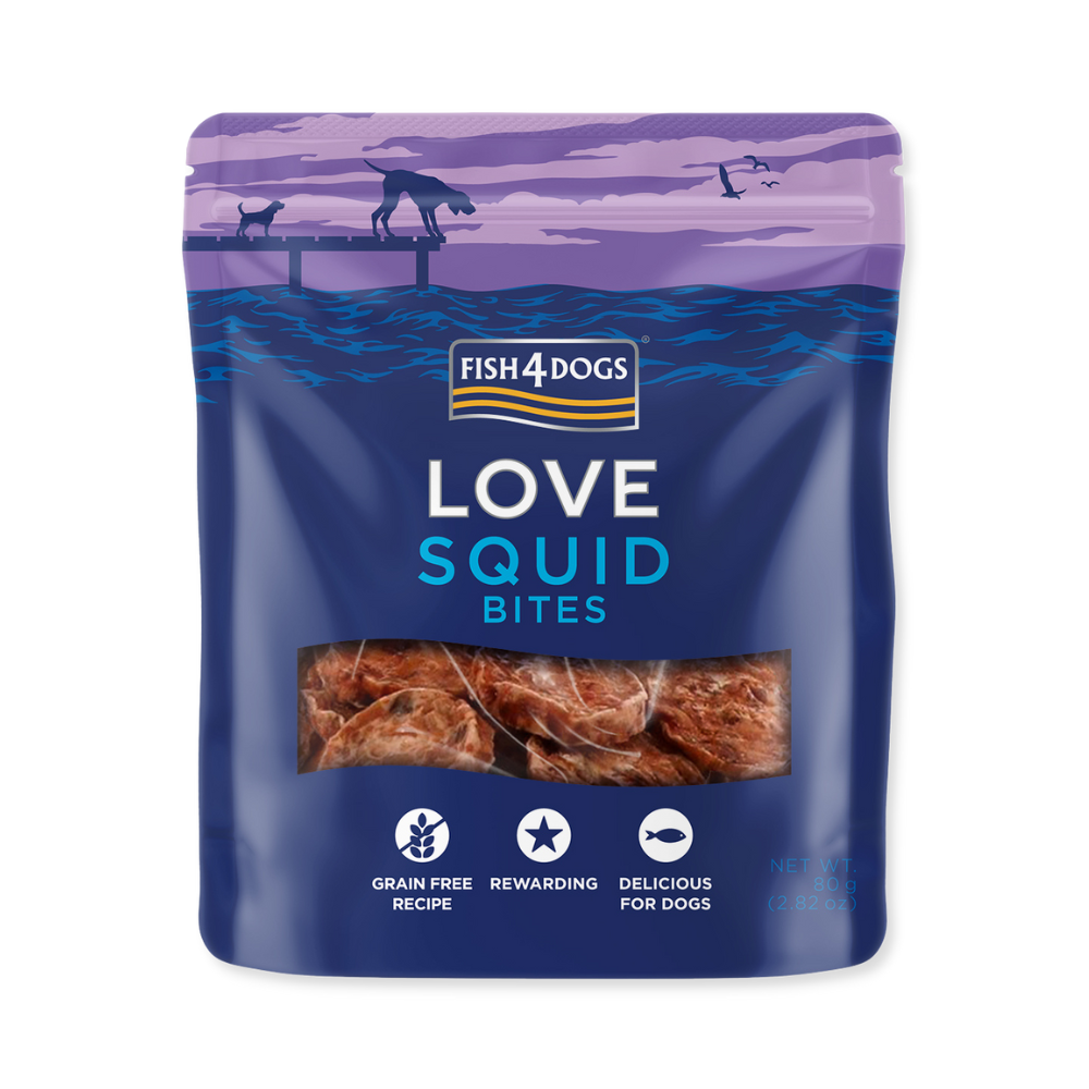 Fish4Dogs Love squid bites 80 g - Bouchées molles de calmar cuites