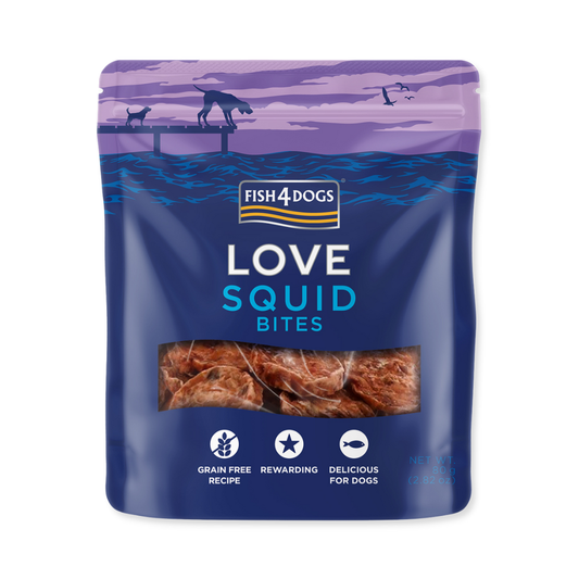 Fish4Dogs Love squid bites 80 g - Bouchées molles de calmar cuites