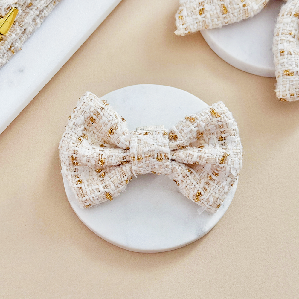 Nœud papillon en tweed texturé vanille