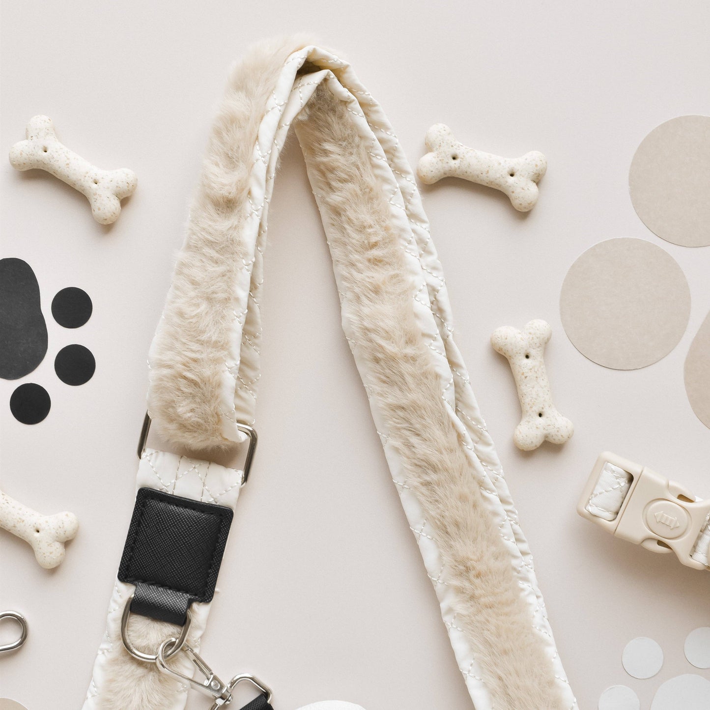 Ensemble Sac de promenade + sangle + pochette frifri pour chien - Matelassé